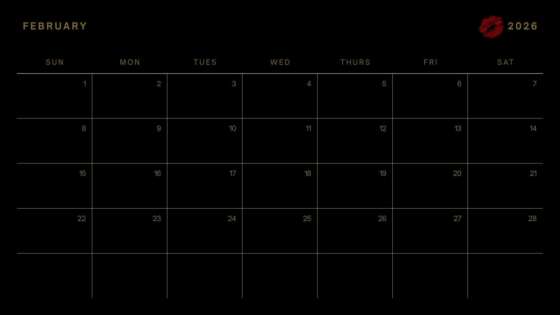 2026 Maximalist calendar