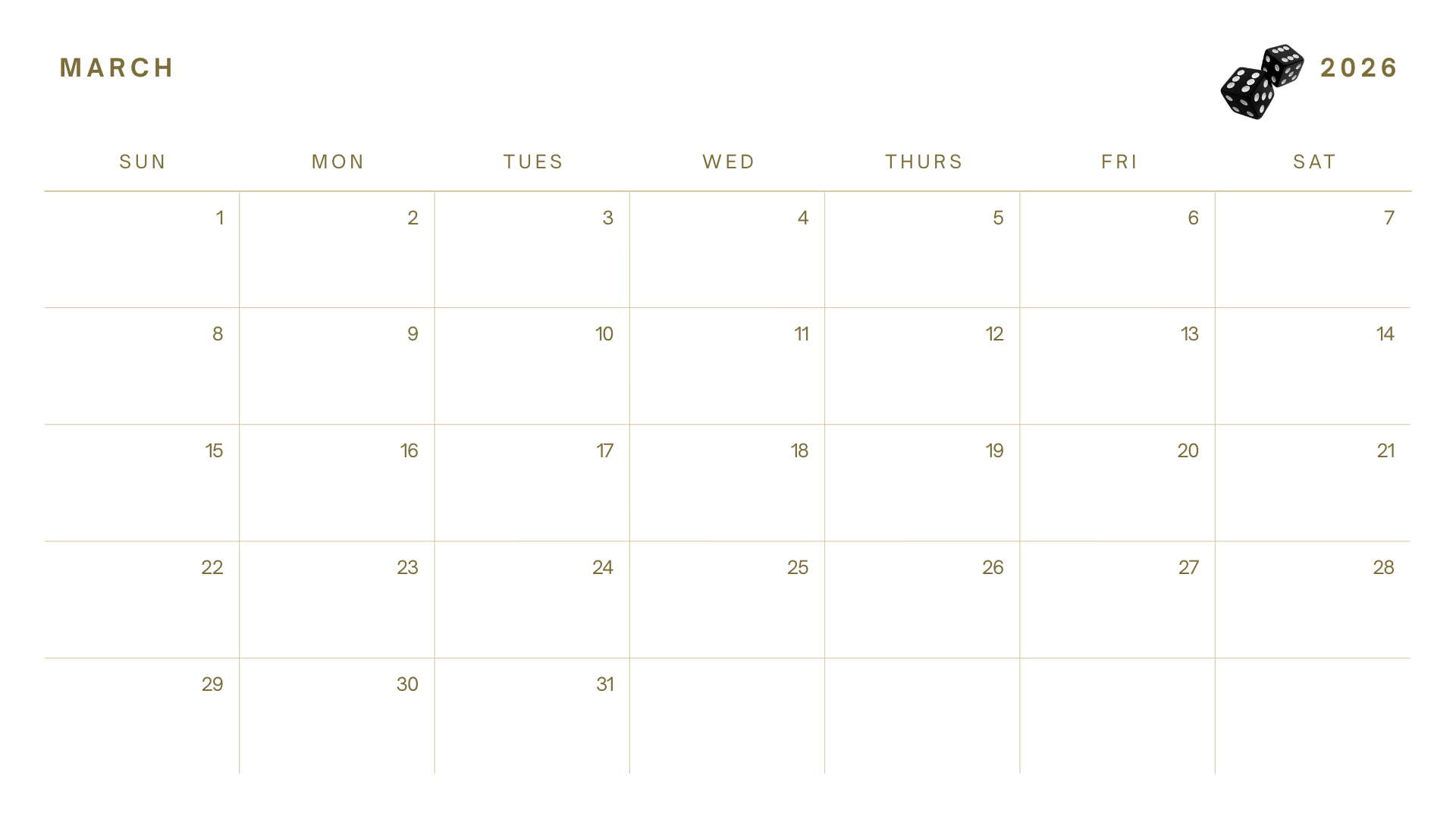 2026 Maximalist calendar